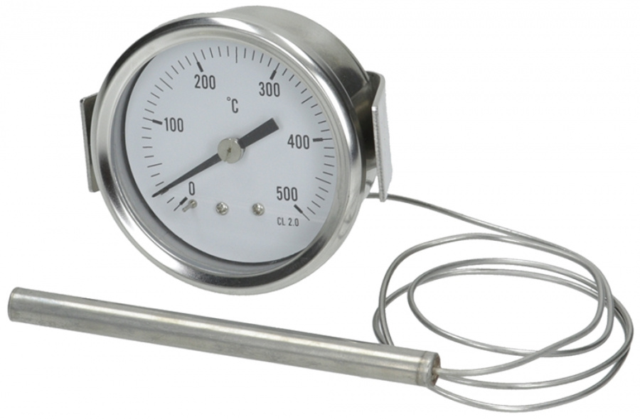 Thermometer Einbau 60mm Fühler 8x100mm Kapillarrohrlänge 950mm 500°C 